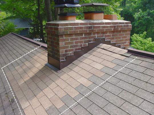 newly built double stack red brick chimney